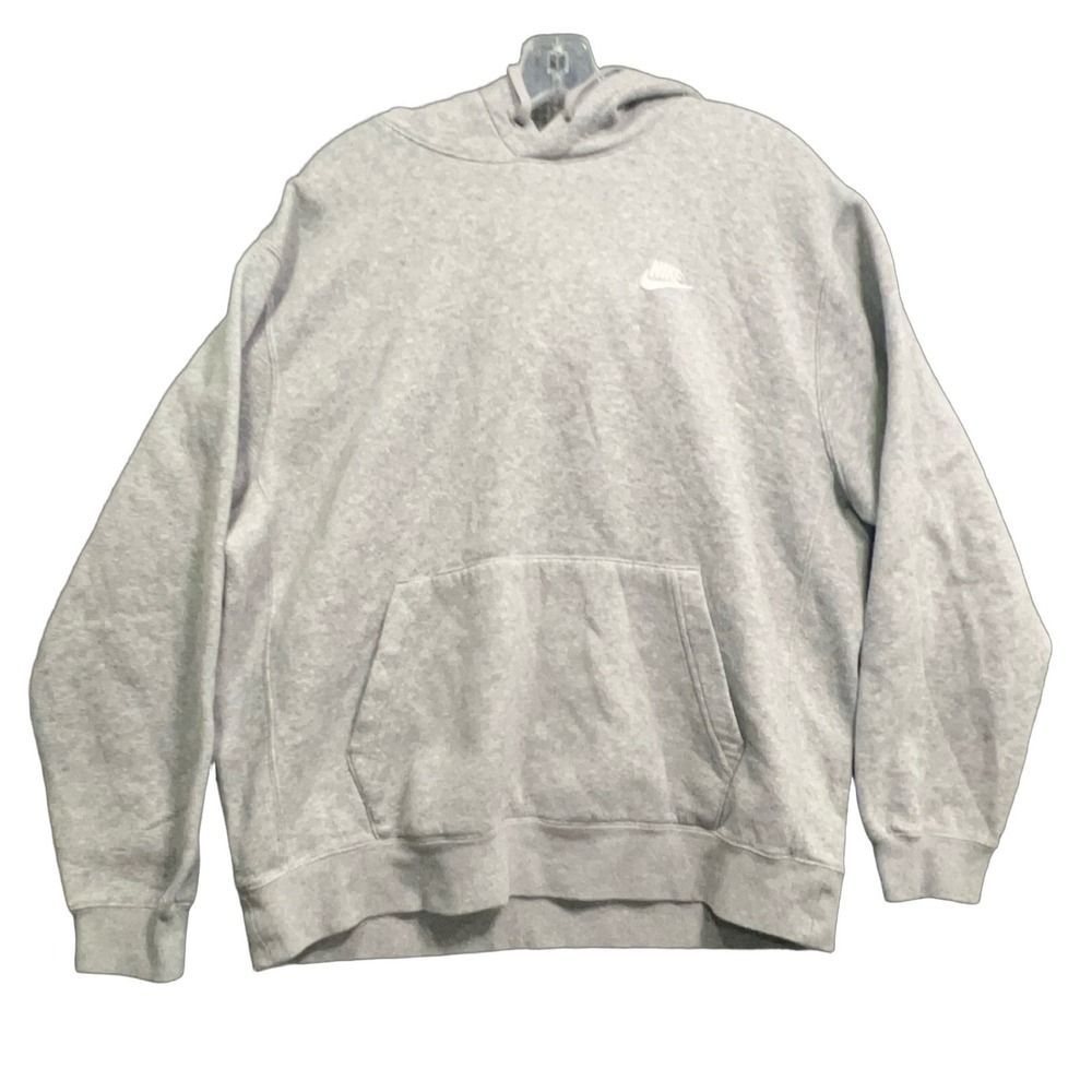 Nike Sportswear Mens Gray Pullover Hoodie Size L Fleece Graphic Logo BV2654-063